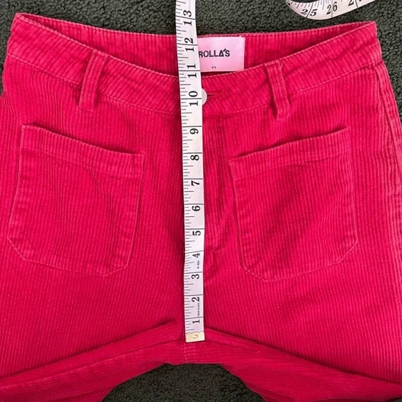 Rolla’s Corduroy Sailor Wide Leg Cropped Jeans Pants bright red Size Small - Picture 7 of 12